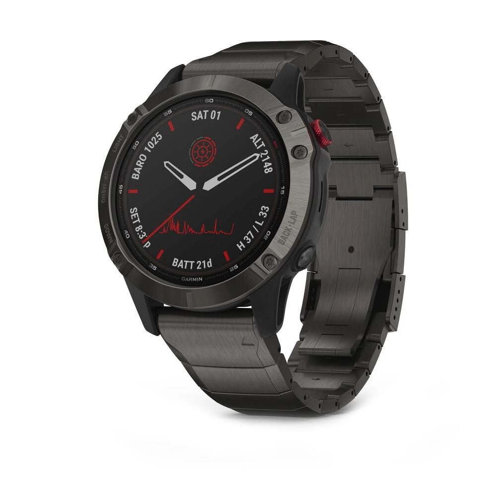 Смарт-годинник Garmin Fenix 6 Pro Solar Titanium Carbon Gray Dlc With Titanium Dlc Band (010-02410-23/22) від компанії Premium - фото 1