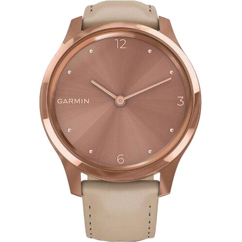 Смарт-годинник Garmin Vivomove Luxe 18K Rose Gold PVD Stainless Steel w. Light Sand Italian Leather B. (010-02241-01) від компанії Premium - фото 1