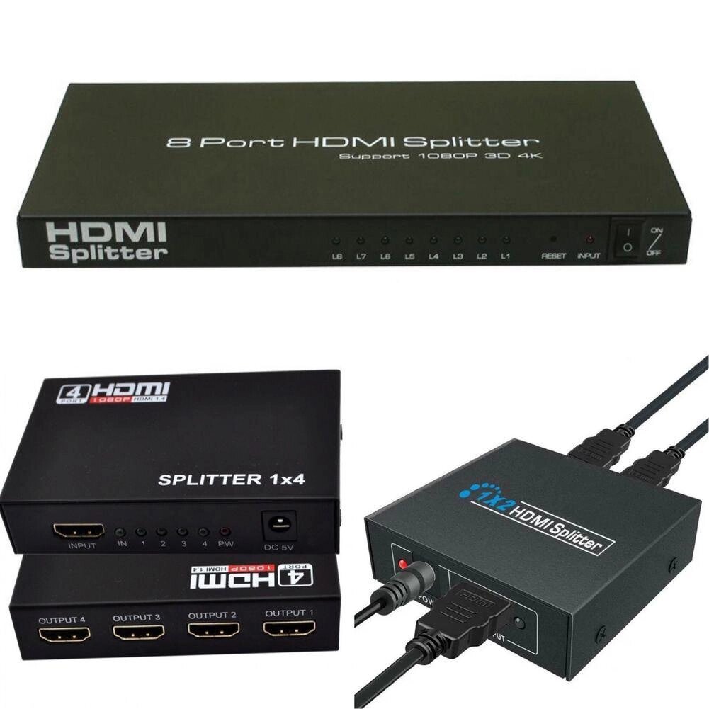 Сплітер розгалужувач Splitter HDMI на 2,4,8 портів від компанії Premium - фото 1