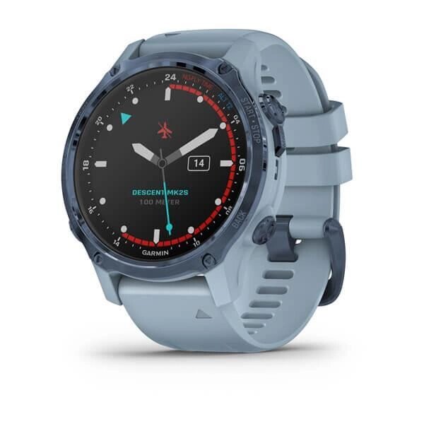 Спортивний годинник Garmin Descent Mk2S Mineral Blue with Sea Foam Silicone Band (010-02403-07) від компанії Premium - фото 1