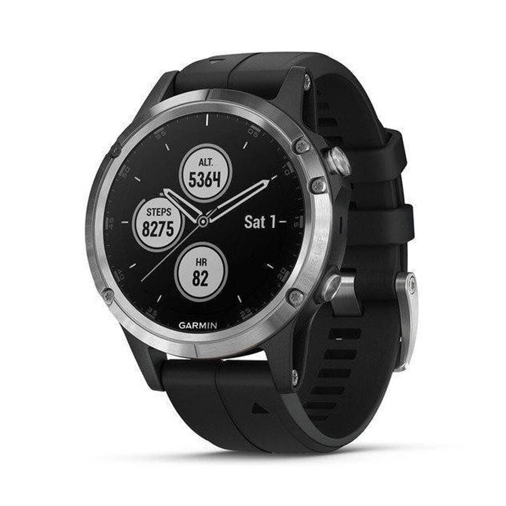 Спортивний годинник Garmin Fenix 5 Plus Silver with Black Silicone (010-01988-60) від компанії Premium - фото 1