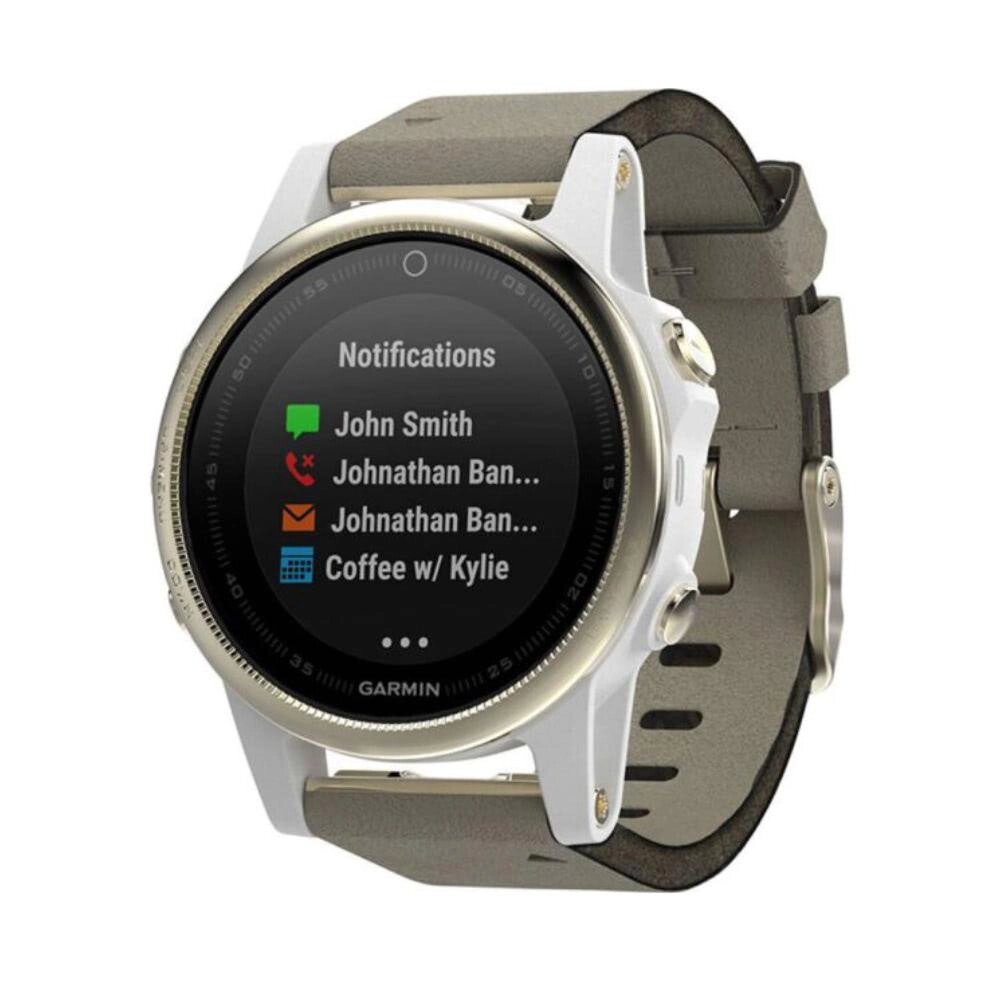 Спортивний годинник Garmin fenix 5s Sapphire Champagne with Suede Band (010-01685-13) від компанії Premium - фото 1