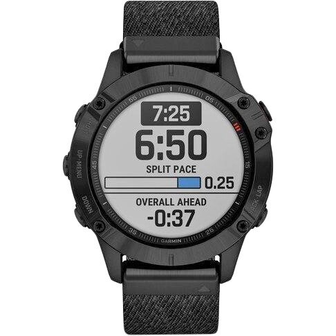 Спортивний годинник Garmin Fenix 6 Sapphire Black DLC with Heathered Black Nylon Band (010-02158-17) від компанії Premium - фото 1