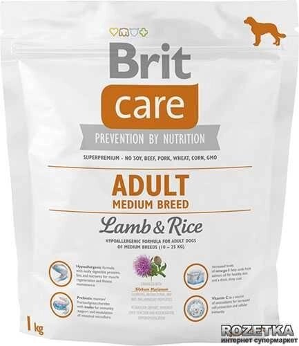 Сухий корм Brit Care Adult Medium Breed Lamb &amp, Rice 1 кг 4.13.830 від компанії Premium - фото 1