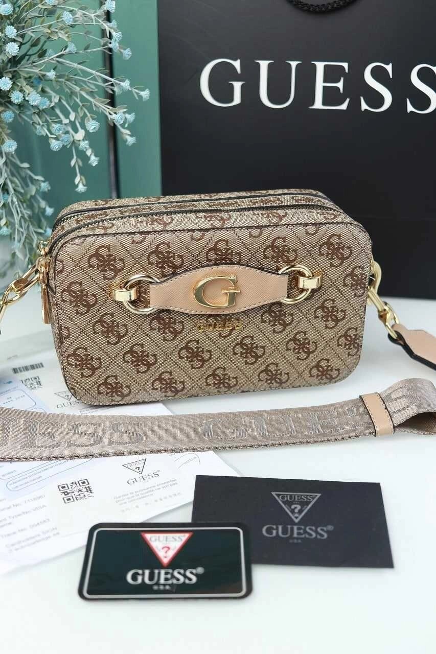 Сумка GUESS клатч бежева, чорна Гесс сумка жіноча від компанії Premium - фото 1