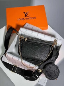 Сумка жіноча чорна Луї Вітон / Louis Vuitton 3 в 1 люксова якість