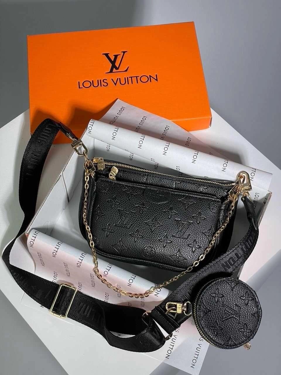 Сумка жіноча чорна Луї Вітон / Louis Vuitton 3 в 1 люксова якість від компанії Premium - фото 1