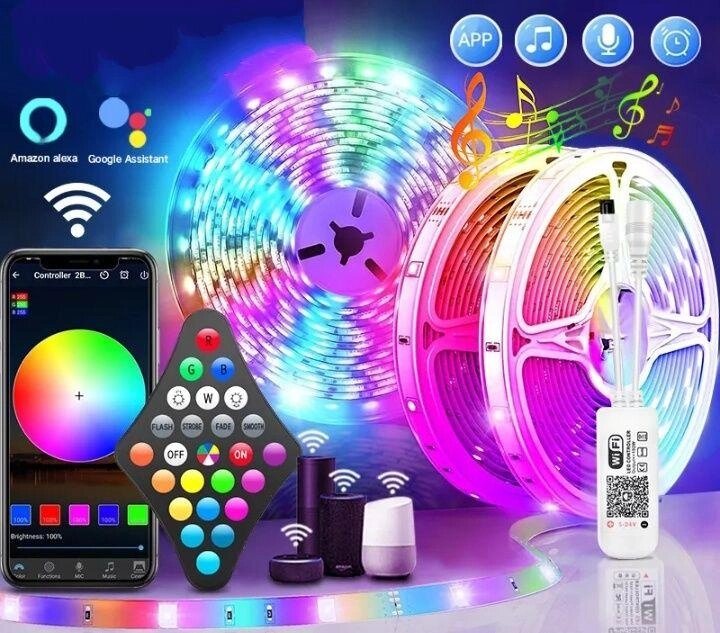 Светодиодная лента 10м Bluetooth+пульт 5050 Rgb Led світлодіодна 12м від компанії Premium - фото 1