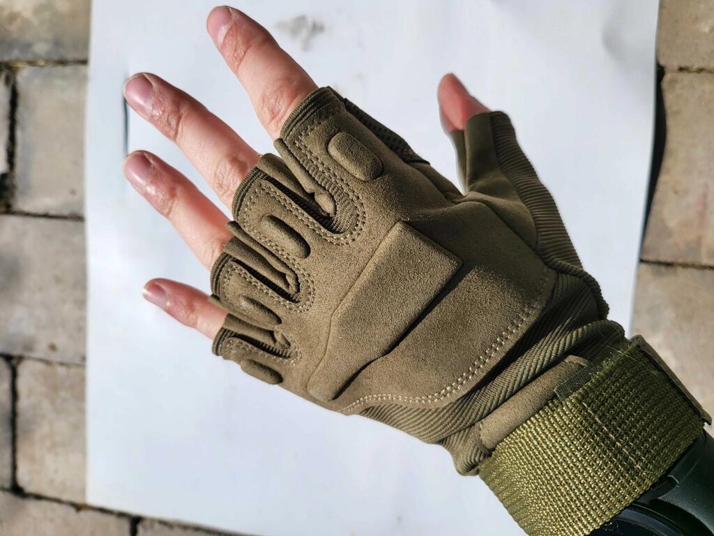 Тактичні рукавички Strongclaw green (без пальців) M, L, XL від компанії Premium - фото 1