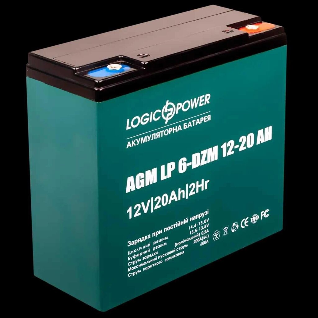 Тяговий акумулятор LogicPower 12V 20Ah LP6-DZM-20 Тяговий акумулятор від компанії Premium - фото 1