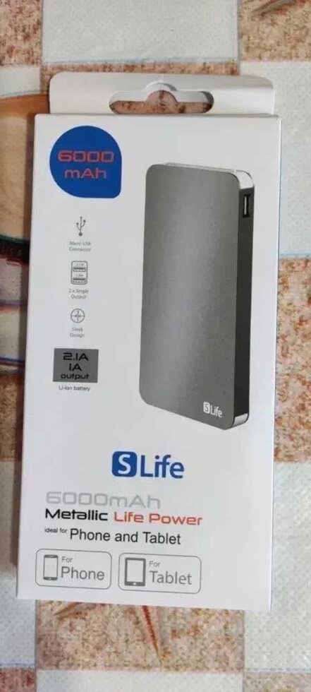 УМБ Повербанк PowerBank SLife 6000 mAh сірий від компанії Premium - фото 1