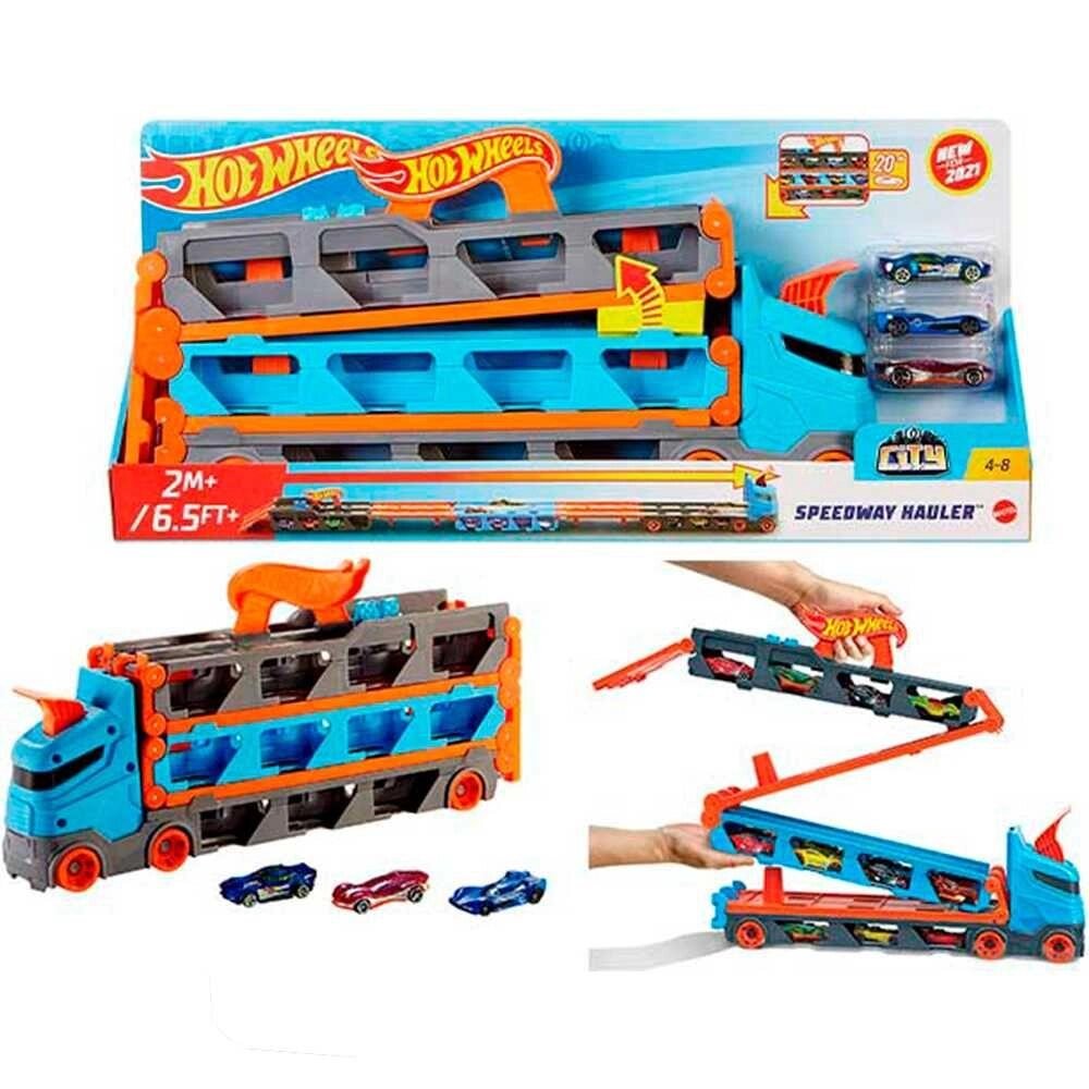 Вантажівка-транспортер Hot Wheels Суперперегони від компанії Premium - фото 1