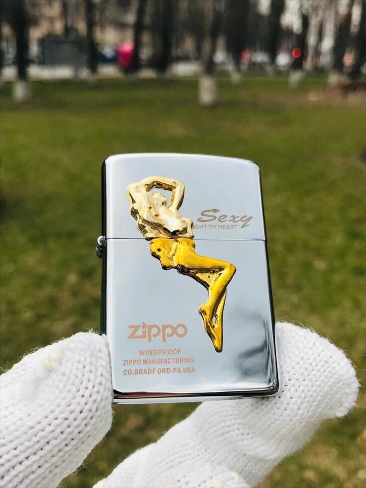 Запальничка Zippo Sexy Woman золота срібна сіппо сексі нова від компанії Premium - фото 1