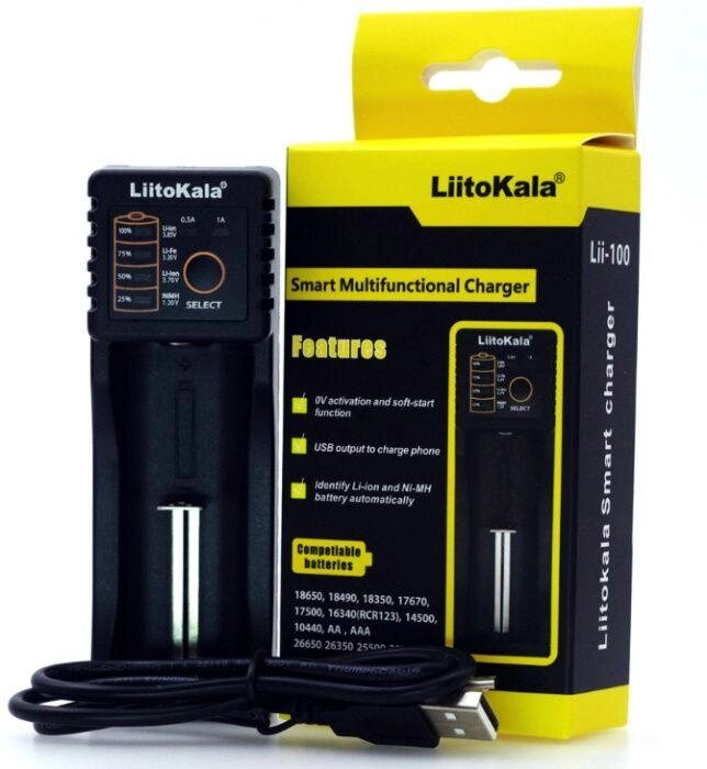 Зарядний пристрій 18650 LiitoKala lii-100 Li-ion + PowerBank заряджання від компанії Premium - фото 1