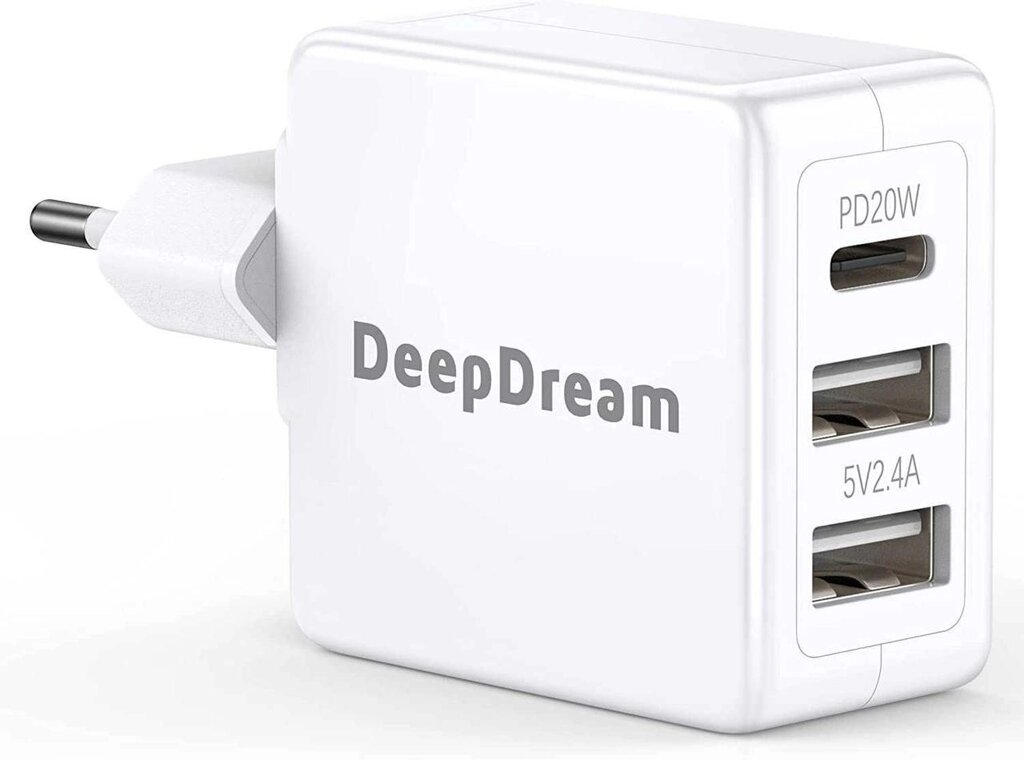 Зарядний пристрій DeepDream 32w 3порти (1usb-c20w,2-USB 12 W) Адаптер від компанії Premium - фото 1