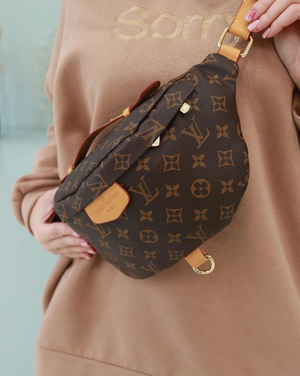 Жіноча бананка Louis Vuitton Луї Вітон коричнева, чорна від компанії Premium - фото 1