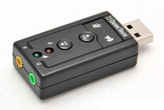 Зовнішня USB Звукова карта 7.1 3D звук регулятор гучності звукова від компанії Premium - фото 1