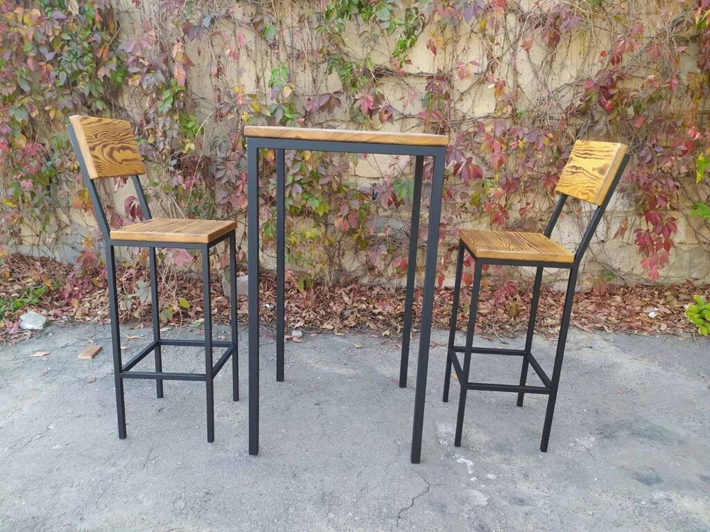 Комплект барний (стіл+стільці) GoodsMetall в стилі Лофт БК71 від компанії GoodsMetall - фото 1