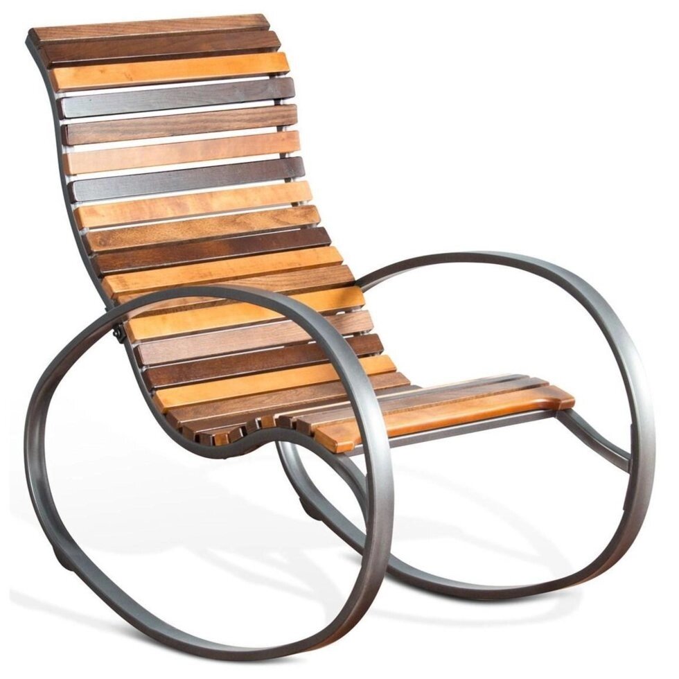 Крісло-гойдалка GoodsMetall з металу і дерева в стилі LOFT КР2 від компанії GoodsMetall - фото 1
