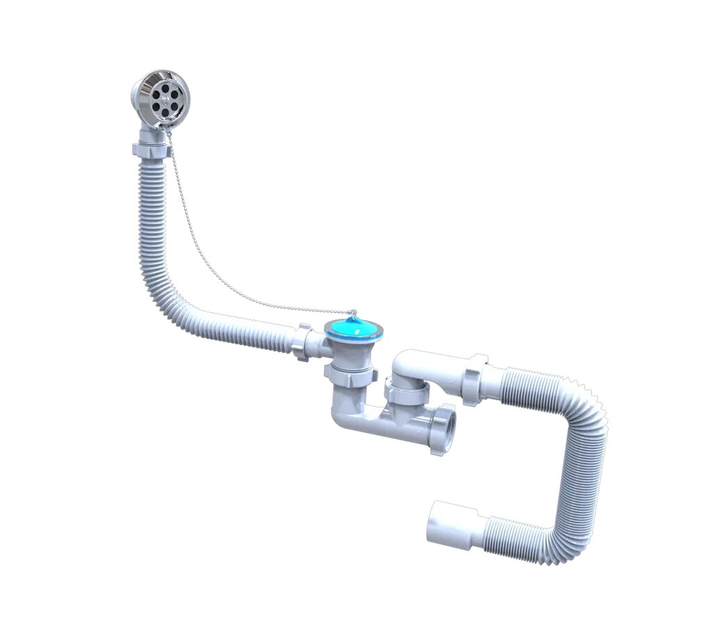 Сифон "FLAT steamer" для ванни та глибоких душових піддонів з переливом від компанії Інтернет магазин насосного і зварювального устаткування + комплектуючі - фото 1