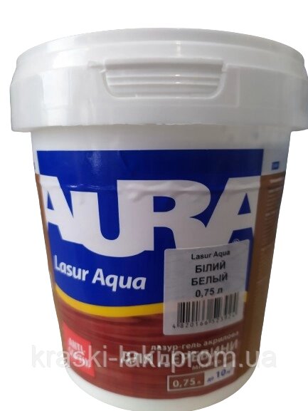 Декоративно-захисний засіб для деревини  Aura Lasur Aqua Біла від компанії Фарби-Лаки - фото 1