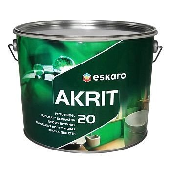 Міцна миюча фарба для стін Eskaro Akrit 20 від компанії Фарби-Лаки - фото 1
