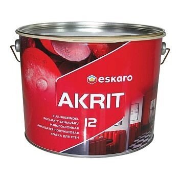 Зносостійка фарба, що миється, для стін Eskaro Akrit 12 від компанії Фарби-Лаки - фото 1
