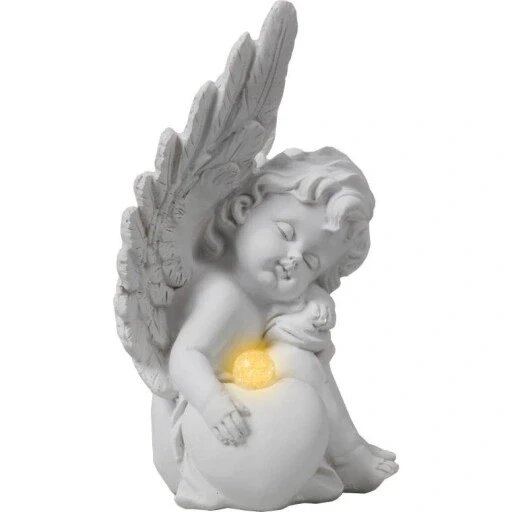 Ангел з серцем світлодіодний жовте світло 18 см Статуетка Бренд Європи від компанії Euromarka - фото 1