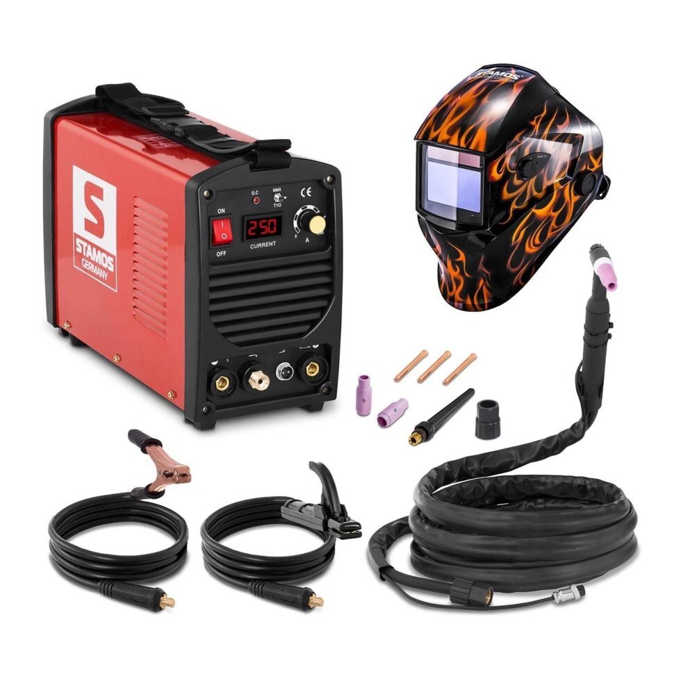 Апарат зварювання TIG - 250 A - 230 in - портативна - зварювальна маска PLUS - Firestarter 500 - Advanced Stamos (-) від компанії Euromarka - фото 1