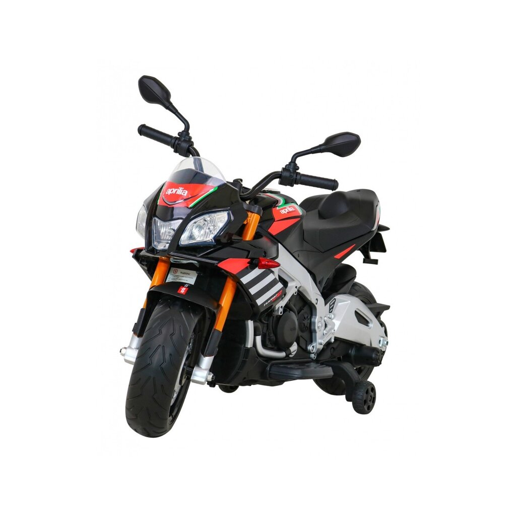 Aprilia Tuono V4 Дитячий мотоцикл на акумуляторі Чорний + Панель MP3 + Опорні колеса + Вільний старт від компанії Euromarka - фото 1