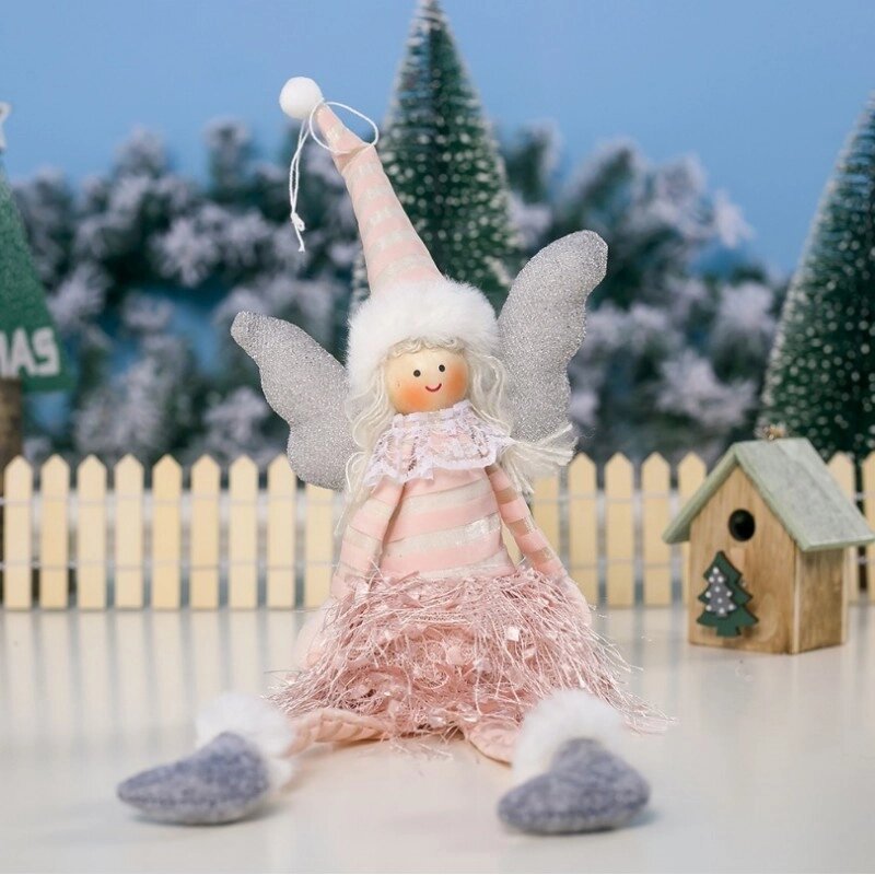 Білий різдвяний ангел 38 см із плюшу Asn03R від компанії Euromarka - фото 1