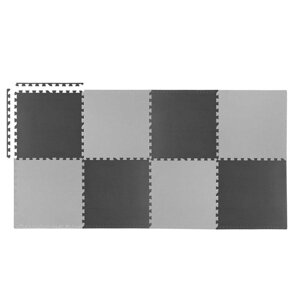 Великий поролоновий килимок, 8 пазлів сірий + чорний