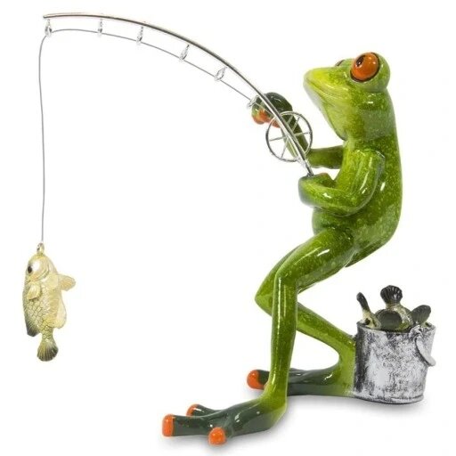 Декоративна статуетка жаби жаби на красивій рибі Статуетка Бренд Європи від компанії Euromarka - фото 1