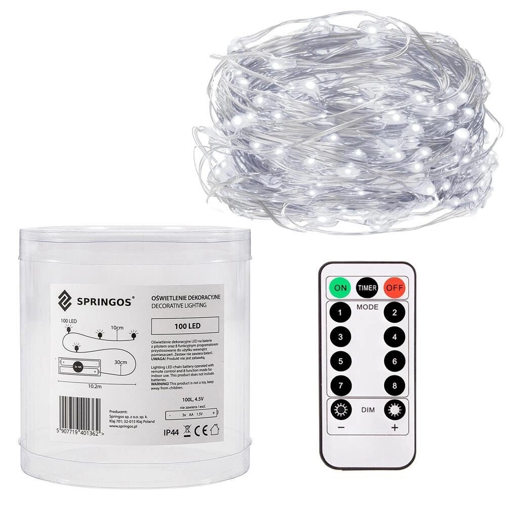 Декоративне освітлення 100 led_x000D_ Springos CL0102 (5907719401379_x000D_) від компанії Euromarka - фото 1