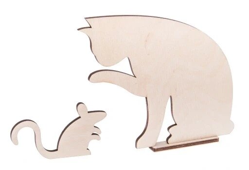 Дерев'яний орнамент миша з прикрасою декупаж Cat Статуетка Бренд Європи від компанії Euromarka - фото 1