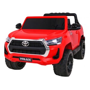 Дитячий Toyota Hilux на акумуляторі Червоний + привод 4х4 + Пульт ДК + 2 багажники + MP3 магнітола + світлодіод