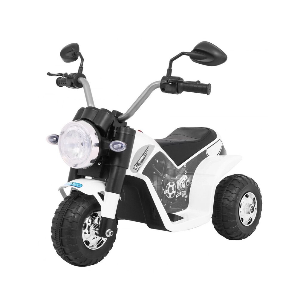 Дитячий мотоцикл MiniBike на акумуляторі, Білий + Звуки + Світлодіодні ліхтарі + Екокожа від компанії Euromarka - фото 1