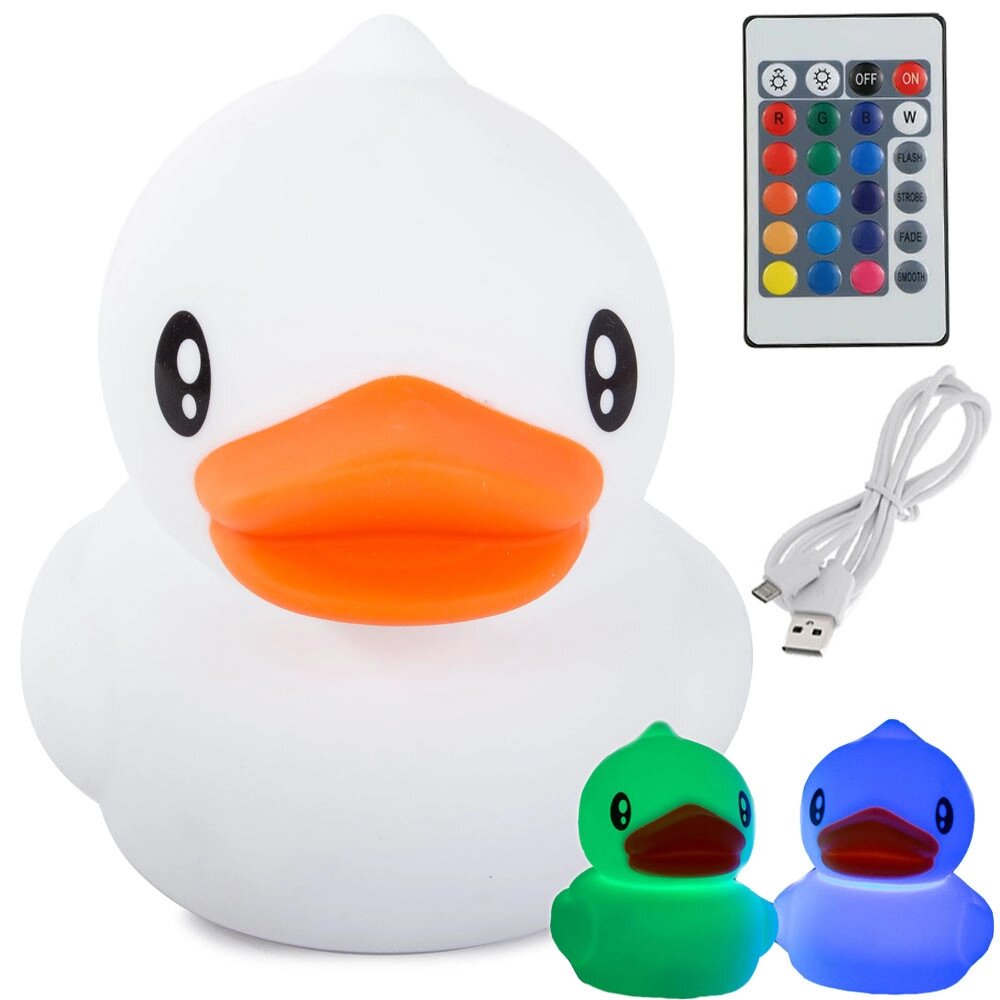 Дитячий нічник LED Duck rgb пульт дистанційного керування usb 24082 від компанії Euromarka - фото 1