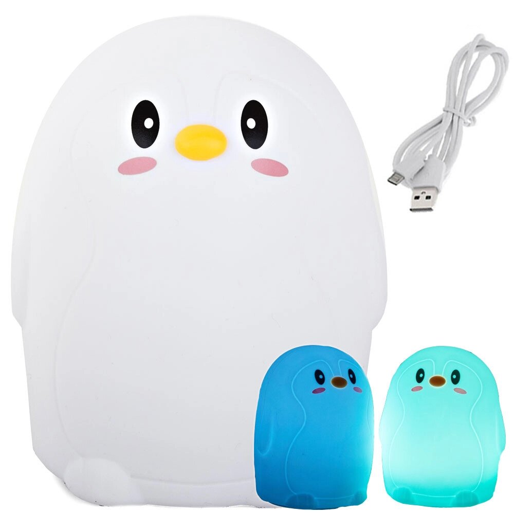 Дитячий нічник LED Penguin rgb Touch usb 24069 від компанії Euromarka - фото 1