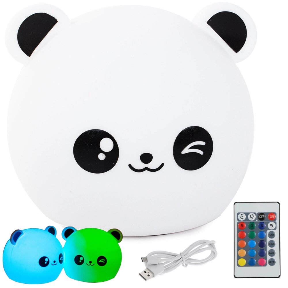 Дитячий нічник panda rgb LED USB пульт дистанційного керування 24079 від компанії Euromarka - фото 1