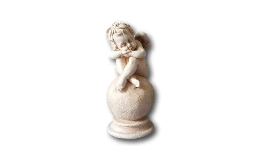 Гіпсове прикраса ангела на м'яч ангел замислений Статуетка Бренд Європи від компанії Euromarka - фото 1