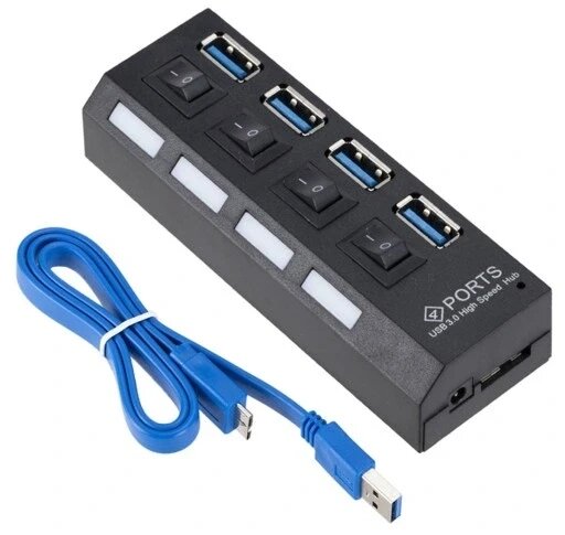 Hub usb 3.0 активний розгалужувач на 4 порти AK244B від компанії Euromarka - фото 1