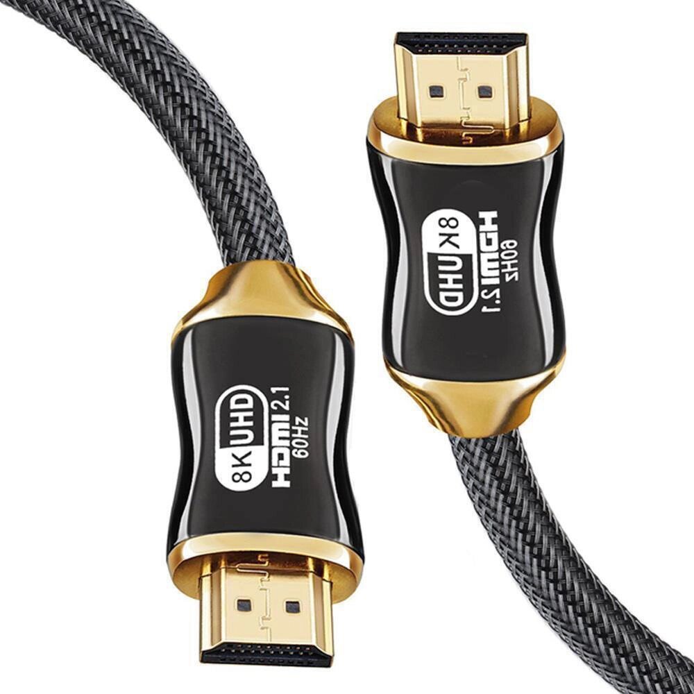 Кабель HDMI 2.1, надвисока швидкість відео, 8k, 60 Гц, 4k, 120 Гц, hq, золотий, 2 м від компанії Euromarka - фото 1