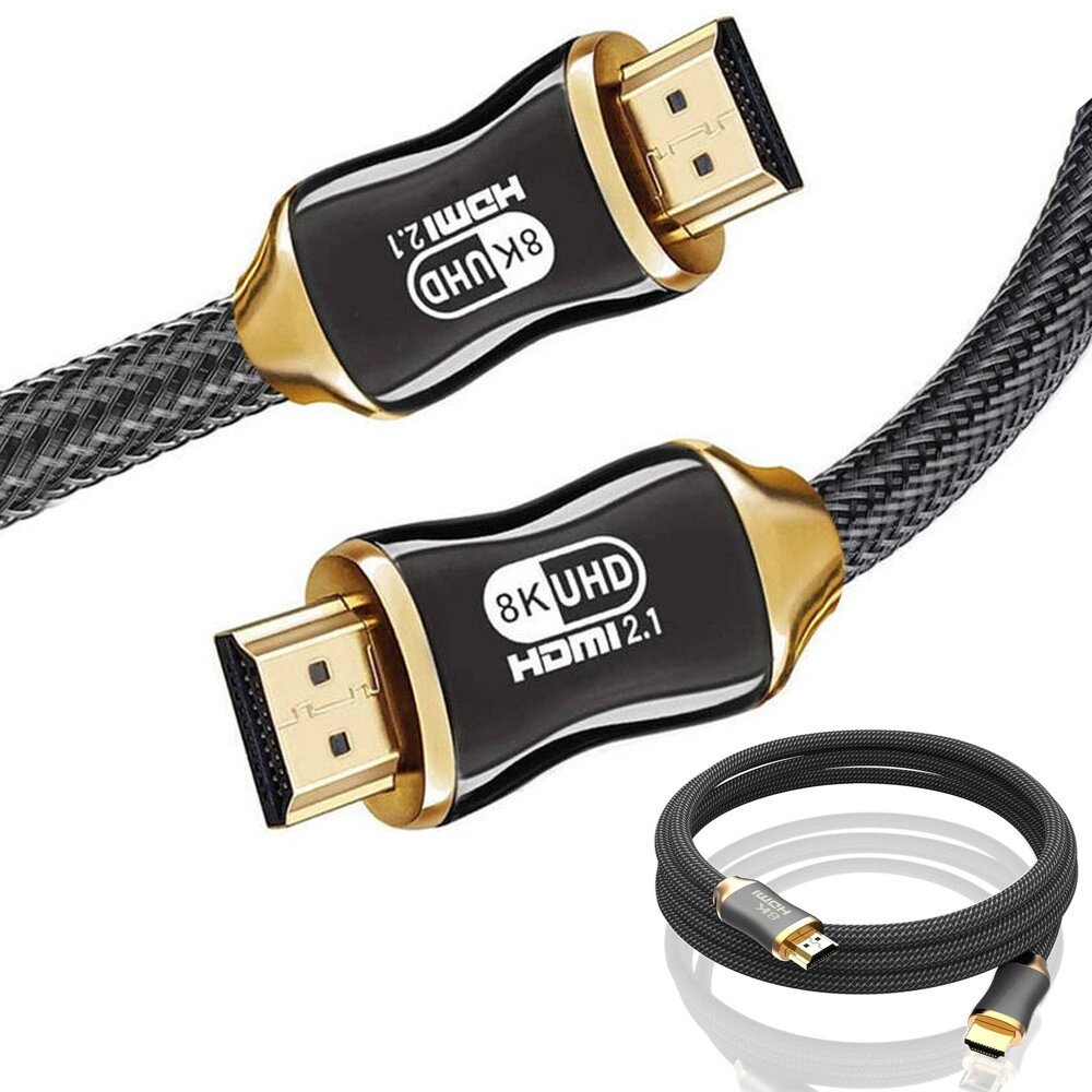 Кабель HDMI 2.1, надвисока швидкість відео, 8k, 60 Гц, 4k, 120 Гц, hq, золотий, 3 м від компанії Euromarka - фото 1