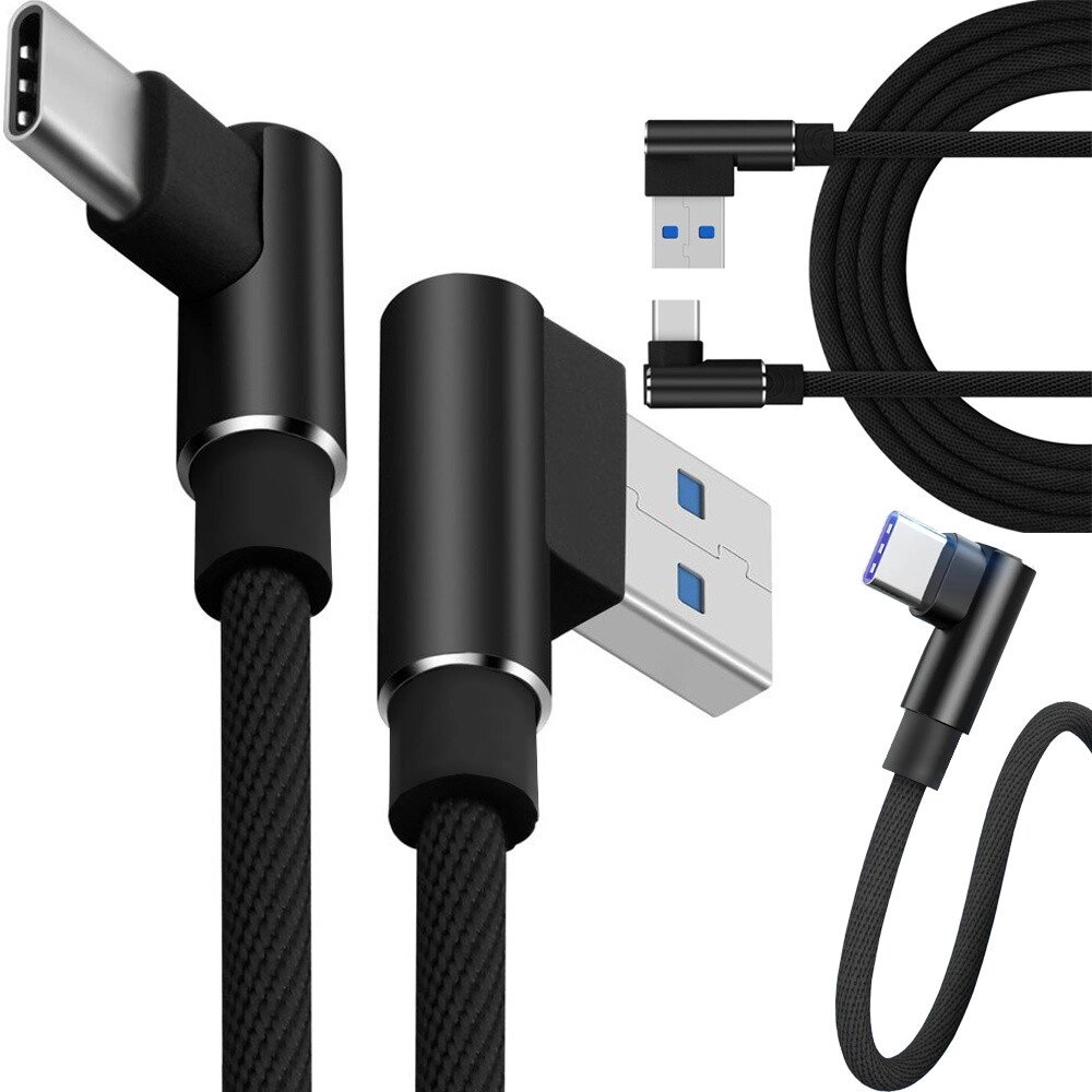 Кабель usb кабель usb-c type з кутовою для заряджання qc для телефона 1 м від компанії Euromarka - фото 1