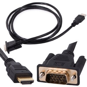 Кабель VGA — HDMI, 1,3 м, золотий, позолочені роз'єми Full HD, кабель D-sub