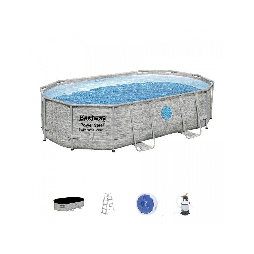 Каркасний басейн Power Steel Swim Vista з вікном 488x305x107 16x10FT BESTWAY 6в1 + Пісочний насос від компанії Euromarka - фото 1