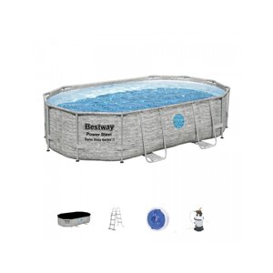 Каркасний басейн Power Steel Swim Vista з вікном 488x305x107 16x10FT BESTWAY 6в1 + Пісочний насос