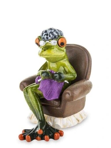 Керамічне прикраса - жаба żabka - бабуся в кріслі Статуетка Бренд Європи від компанії Euromarka - фото 1