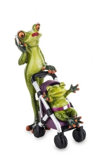 Керамічний орнамент - жаба жаба - з візком і Статуетка Бренд Європи від компанії Euromarka - фото 1